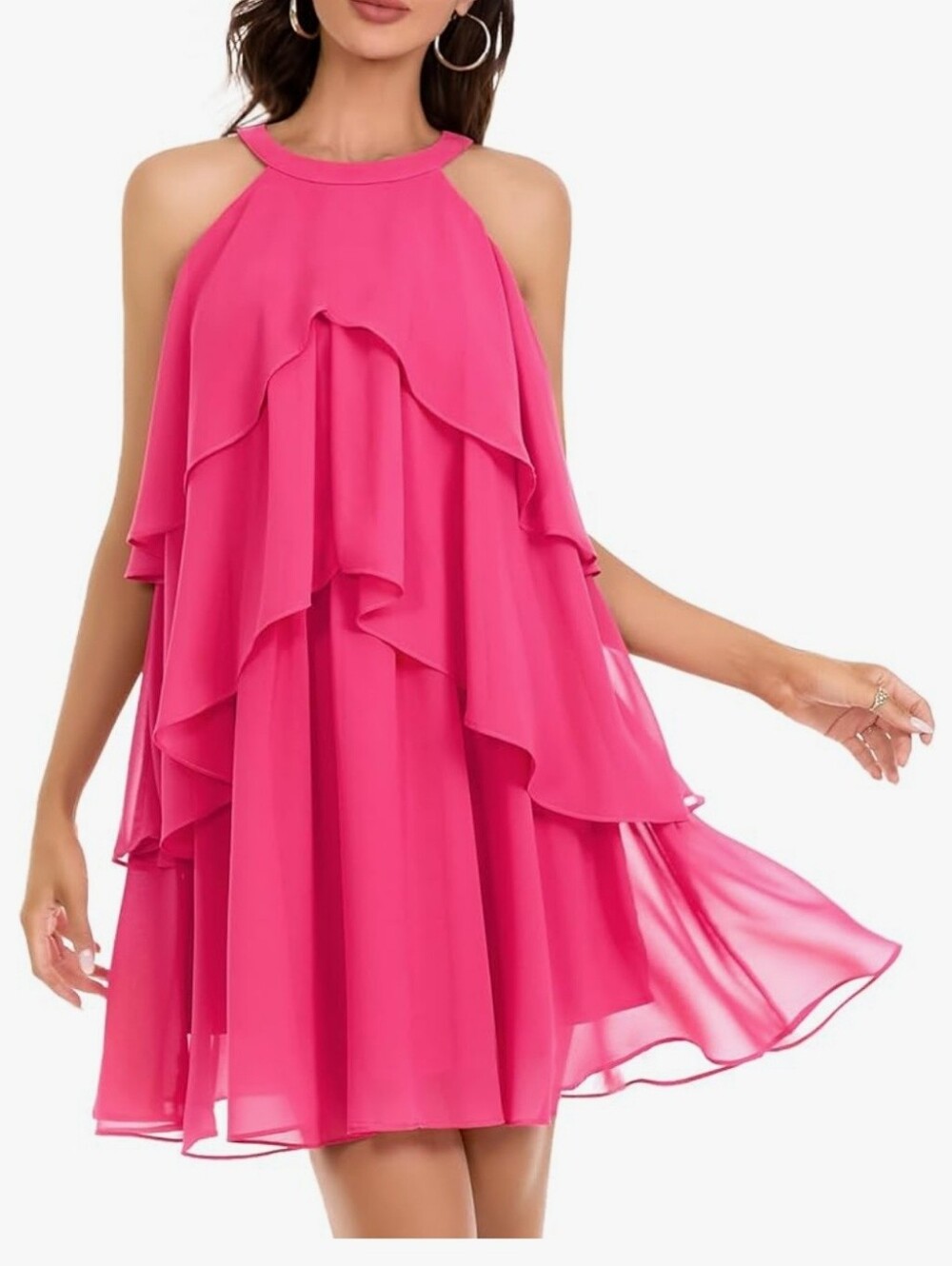 NWT Dresstells Ruffle Chiffon Mini Cocktail Dress Size Medium